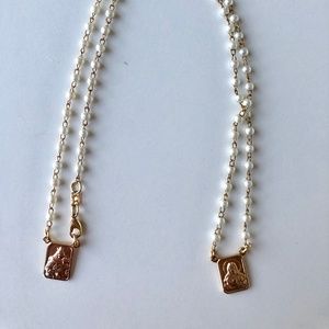 Plating Gold and Man-Made Pearl Scapular